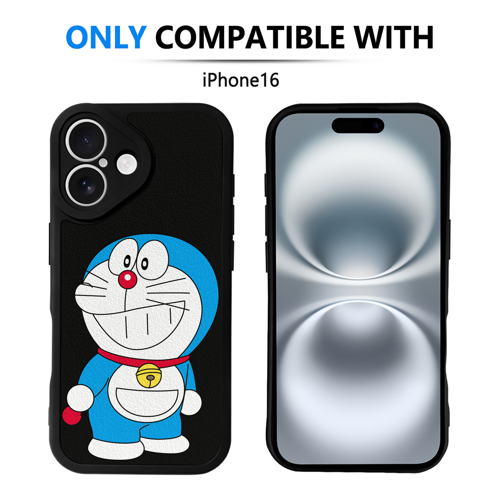 （画像用） ドラえもん Doraemon 【iPhone 16シリーズ対応】シリコンスマホケース（レザー調） 材質：シリコン